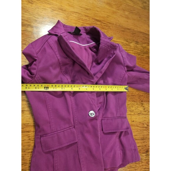 White House Black Market Blazer Size 00 Magenta Pink Cotton Stretch 3/4 Sleeve - Picture 5 of 8